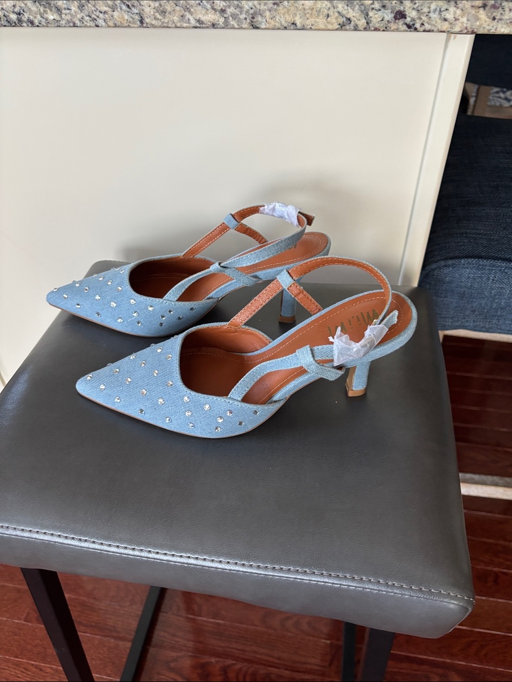 Skye Crystal Denim Slingback 3”Heels   ***Brand New**